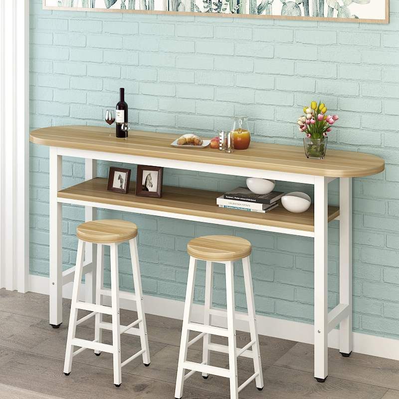 Artificial Wood Bar Dining Table Modern Counter-height Pub Table with Shelf