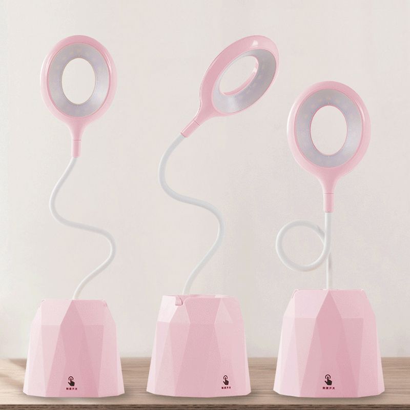 Circle 1-Light Table Light with USB Port Modern Creative Table Lamp for Bedroom