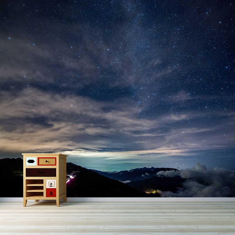 Starry Sky Photography Pattern Mildew Wall Mural Horizontalt for Living Room