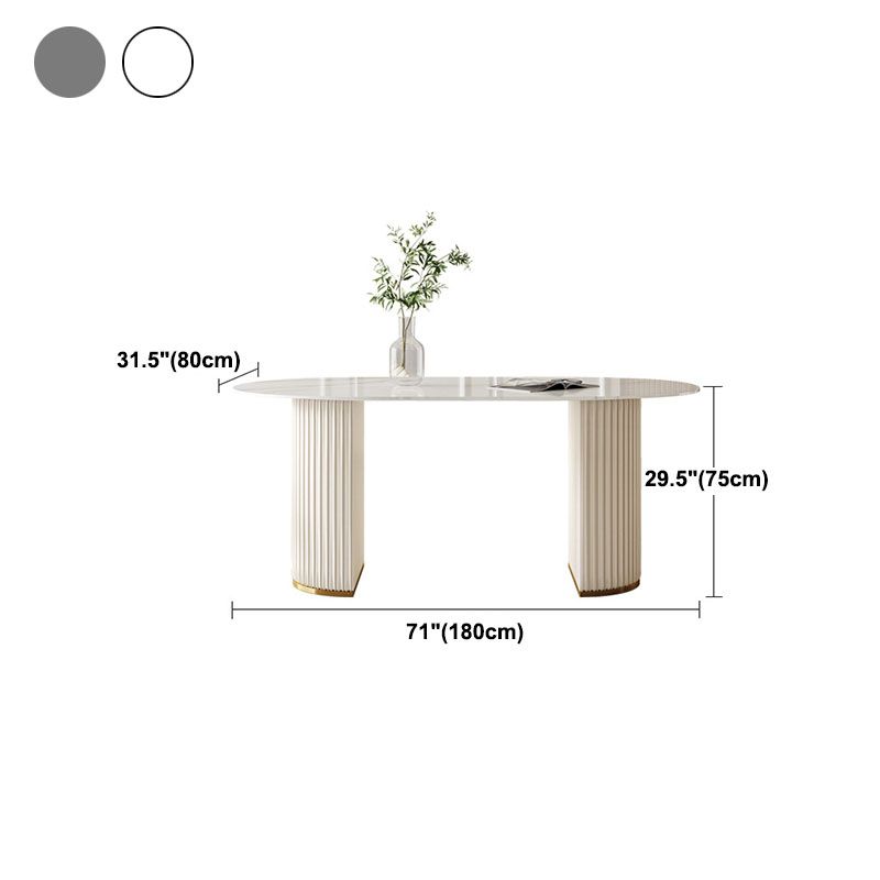 Traditional Luxury Dining Table White Stone Oval Dining Table for Home
