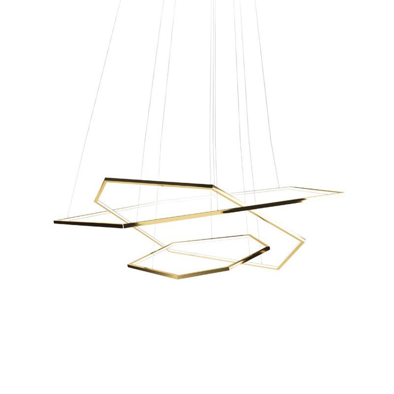 3 lumières Polygon Shade Hanging Light Modern Style Pendante Metal Pendante pour salle à manger