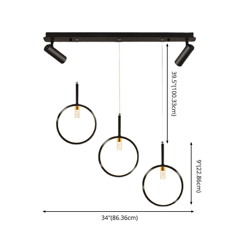 Luz de hierro forjado de isla lineal creativa moderna Luz de hierro forjado con sombra de silicona