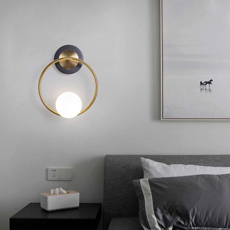 Discina de pared de vidrio blanco 1 lámpara de luz montada en la pared para sala de estudio