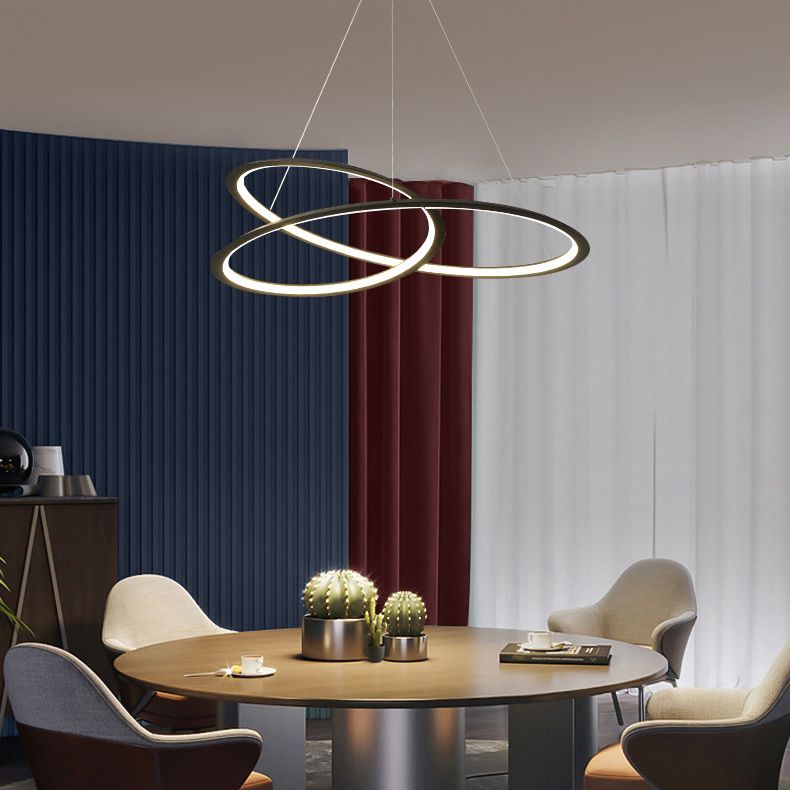 Modern LED Pendant Light Fixture Twisted Suspended Lighting Fixture with Acrylic Shade
