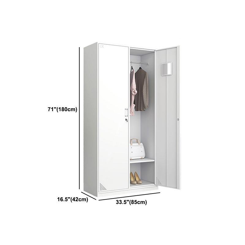 White Steel Wardrobe Cabinet Contemporary Style Wardrobe Armoire