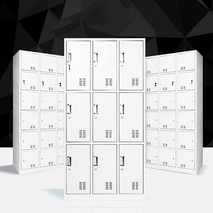 Gray Cabinet with Metal Door Modern Hinged Door Storage Cabinet for Home