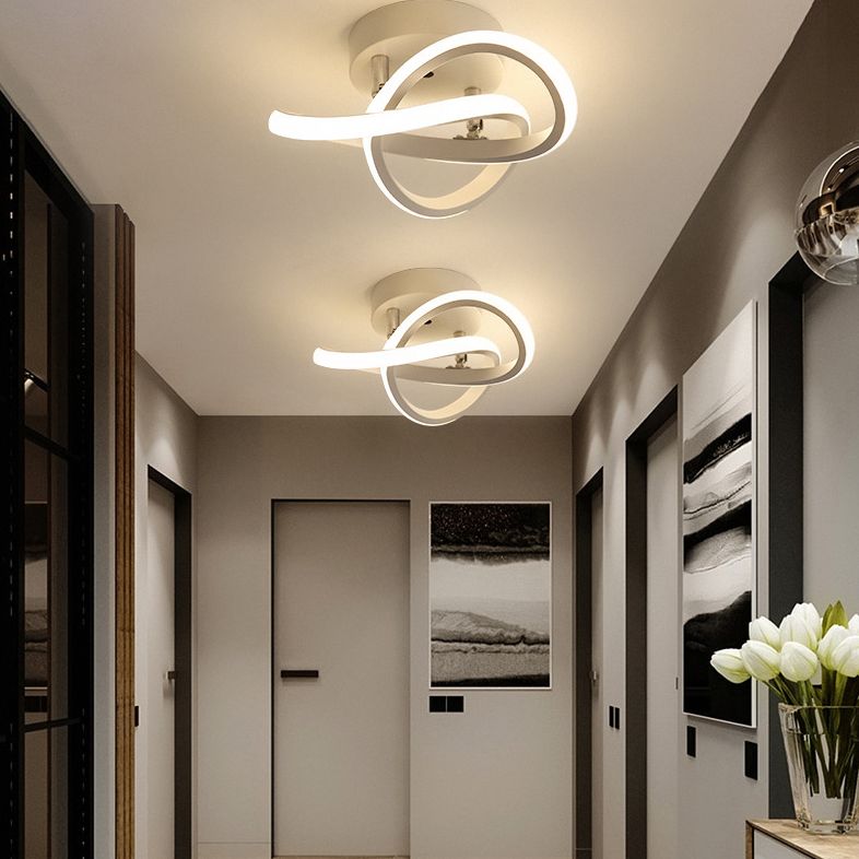 Modern Minimalism LED Ceiling Lighting Metal Geometric Frame Semi Flush Mount Lighting for Hallway