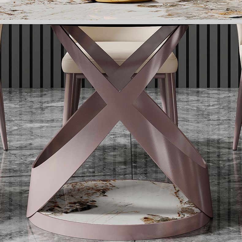 Nordic Glam Rectangle Sintered Stone Dining Table Set 1/4/6/7 Pieces Dining Set