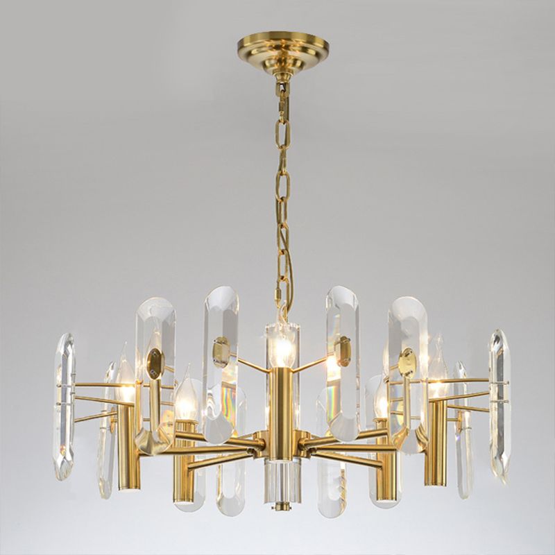 Modern Luxury Hanging Light Crystal Geometric Chandelier for Living Room