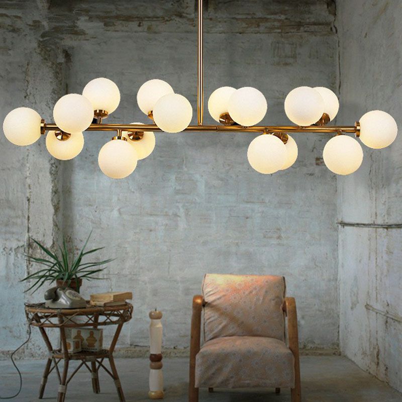 Balls lampadario vetro bianco postmoderno 16 luci a sospensione oro Light per sala da pranzo