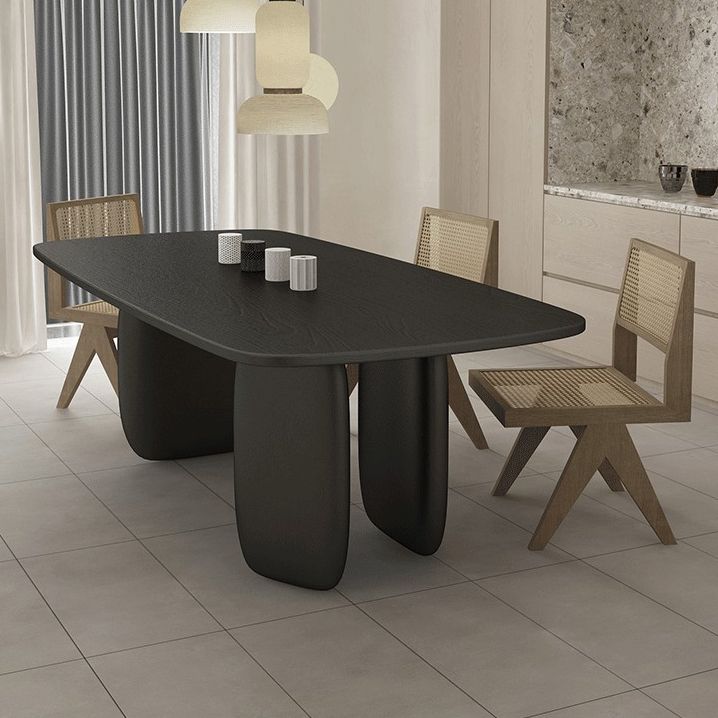 Industrial Solid Wood Dining Table Rectangle Kitchen Table with 3 Legs