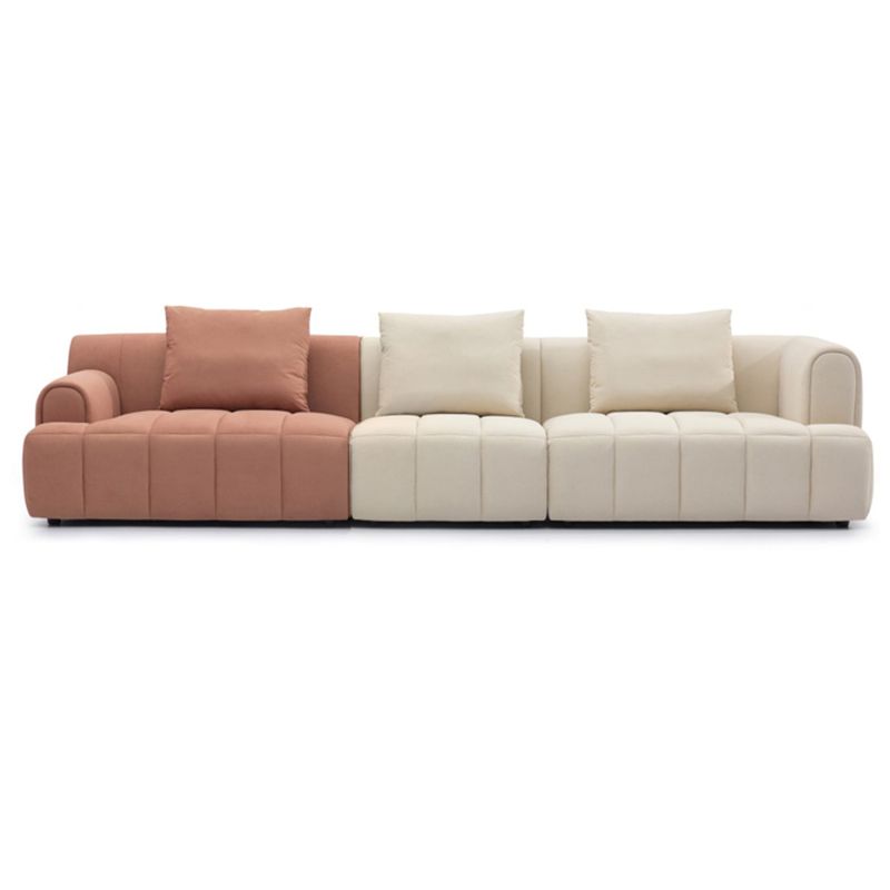 Recessed Arm Velvet Sectionals, Contemporary Sectional Set with Pillows