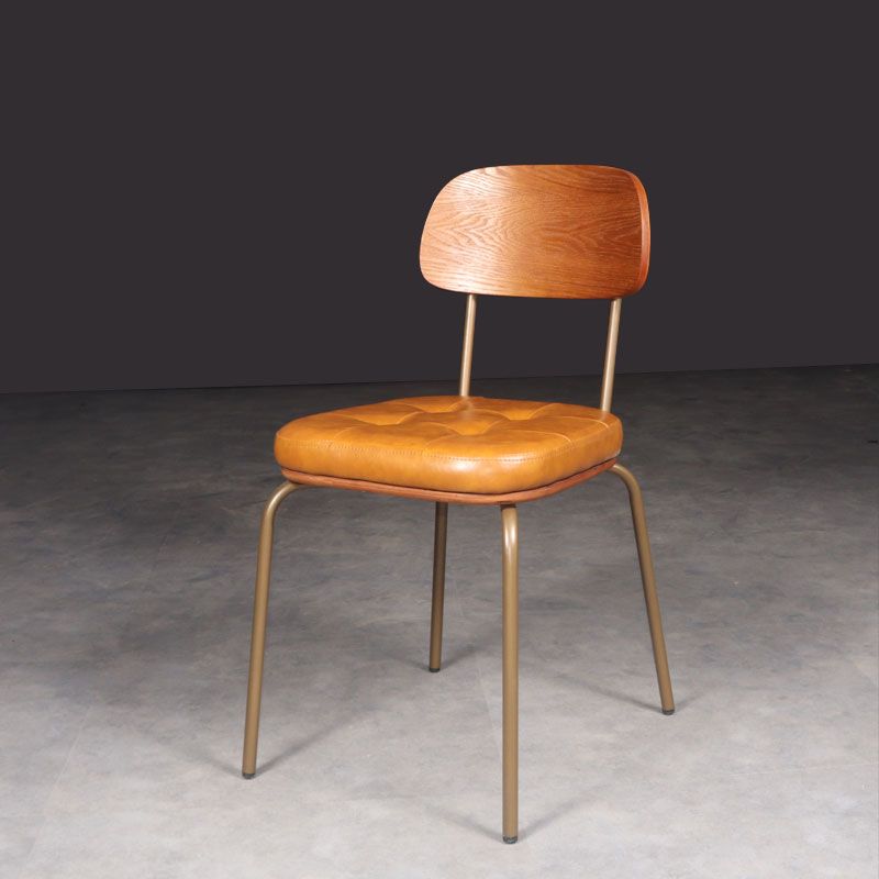 Chaise de salle à manger industrielle avec 4 pieds en métal, chaise latérale à dossier ouvert pour un usage domestique