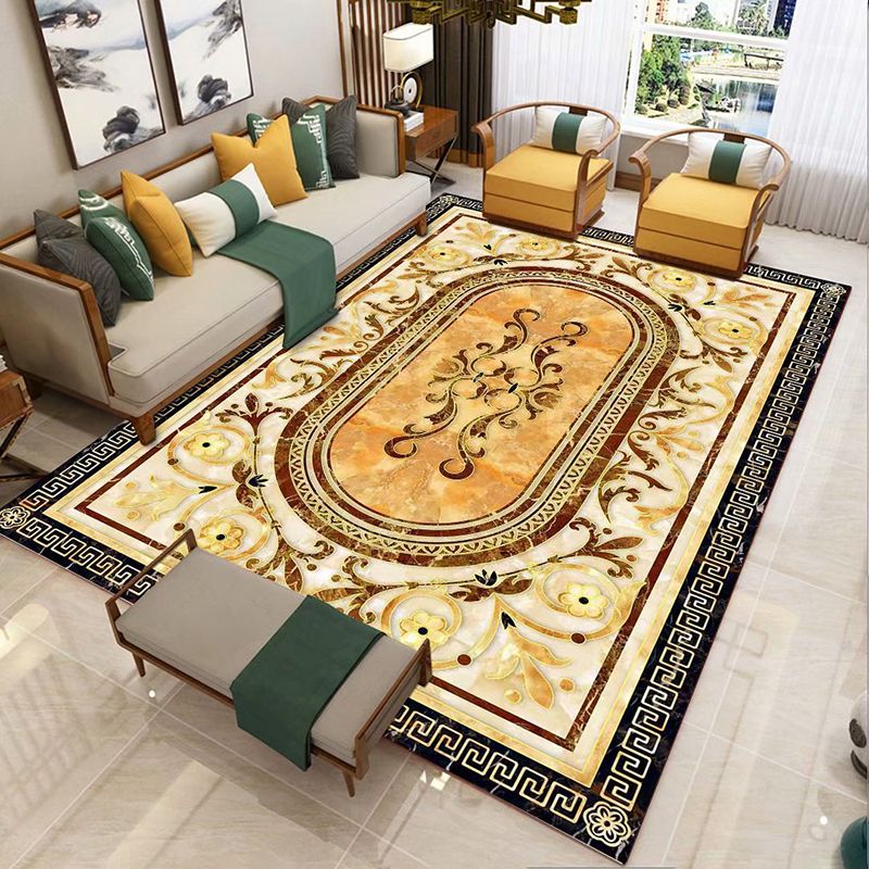Light Yellow Modern Rug Polyester Graphic Rug Washable Rug for Living Room