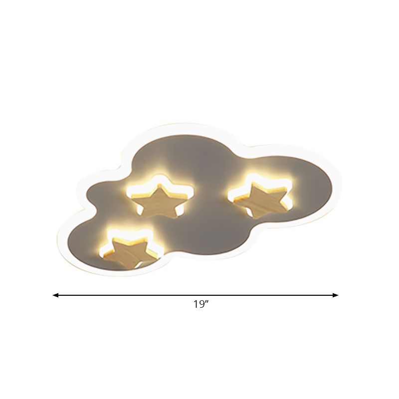 Cloud et Star Kid Bedroom Flush Mount Ceiling Light Acrylic Art Déco Ceiling Light Fixture