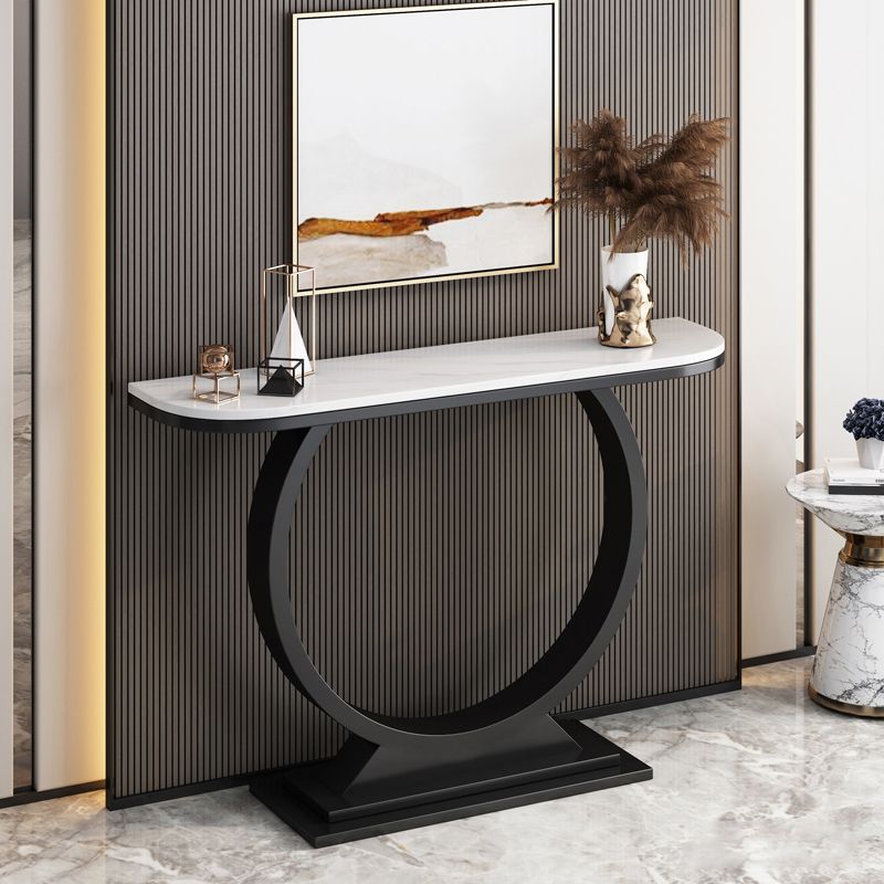Glam Slate/metal Half Moon/Rectangle Abstract Console Table for Hall