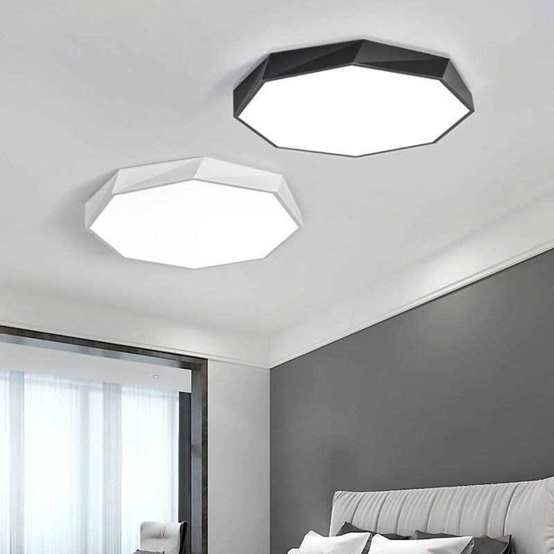Lámpara de techo LED moderna y simple octogonal con marco metálico y lámpara de iluminación de dormitorio de oficina integrada