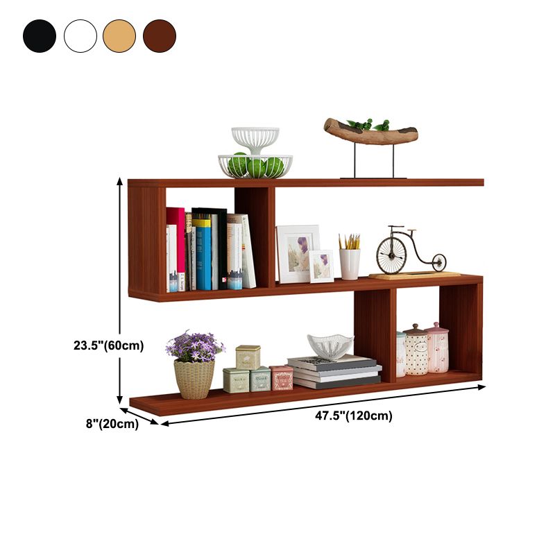Modern Style Geometric Bookshelf, 2/3-shelf Wall Mounted Engineered Wood Bookcase