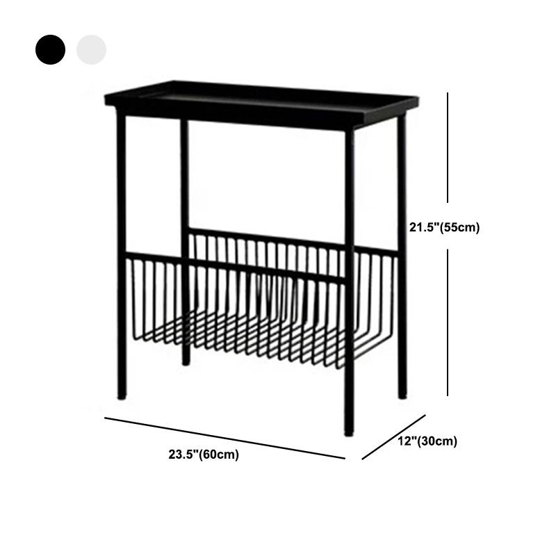 Modern Style with Storage Rack White/black Metal Iron Nightstand