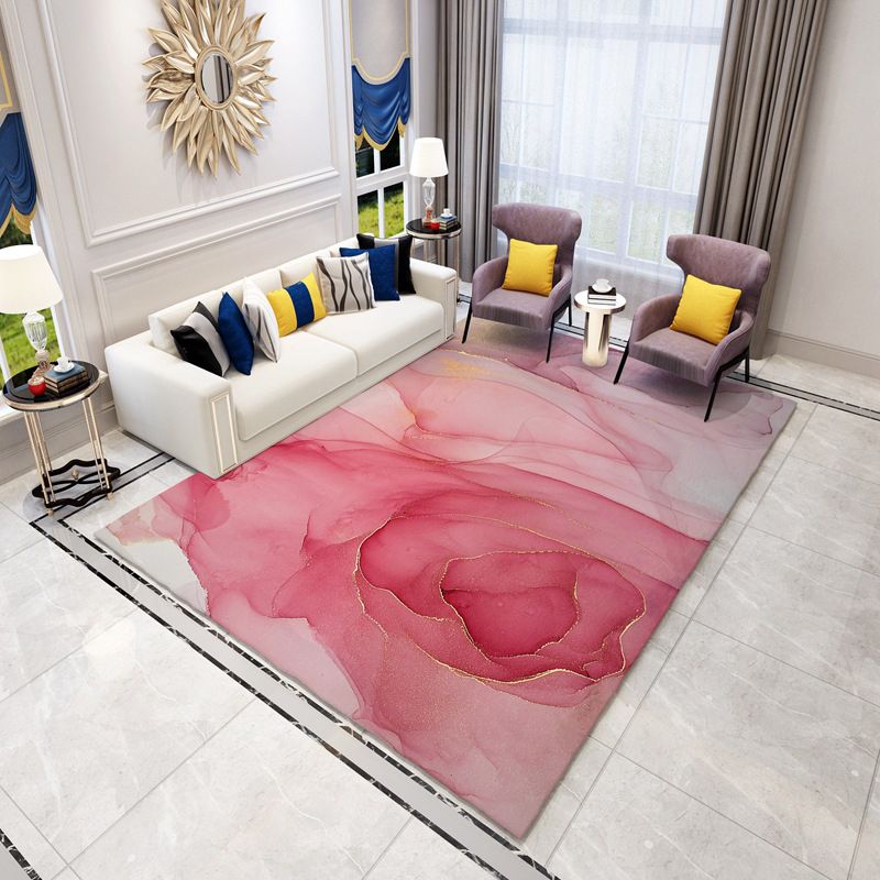 Purple Modern Rug Polyester Abstract Pattern Rug Stain Resistant Rug for Living Room