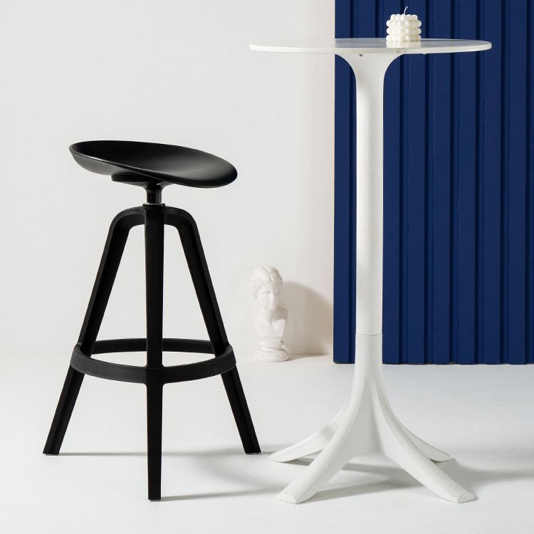 Low Back Plastic Swivel Bar Stool Industrial Armless Stool for Living Room