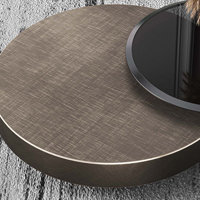 Modern Stainless Steel Solid Coffee Table Round Cocktail Table in Brass/Black