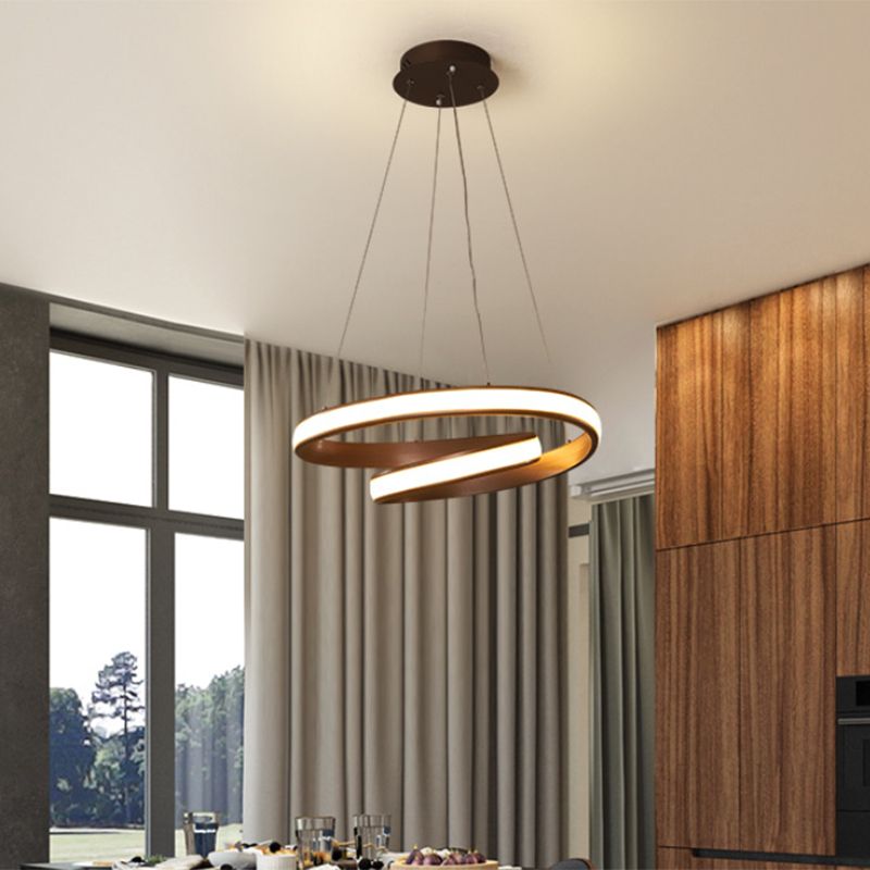 23"/31.5" Wide LED Dining Room Chandelier Light with Whirl Acrylic Shade Black/White Ceiling Pendant in Warm/White Light