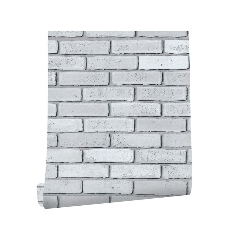 Stretcher Bond Brickwork Wallpaper Grey Farmhouse Wall Decor for Room, Self-Adhesive
