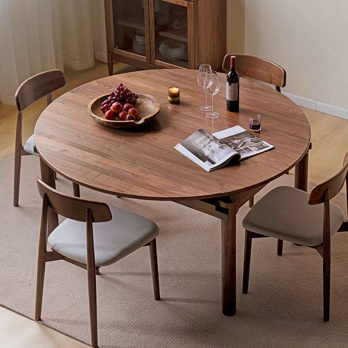 Modern Solid Wood Dining Table Set Drop Leaf with 4 Chairs for Home