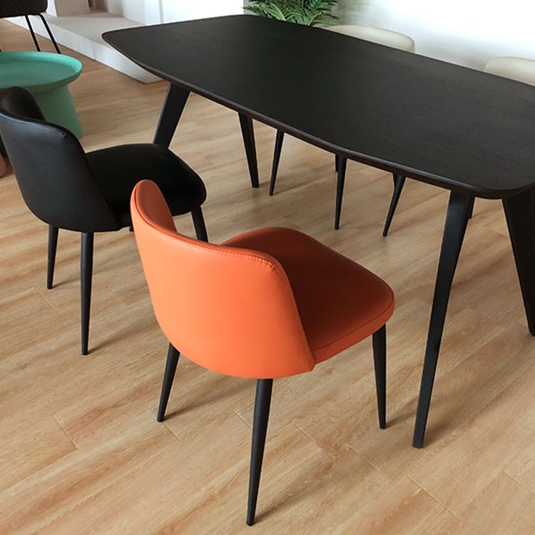 Home Scandinavian Side Chair Parsons Back Metal Upholstered Dining Room Chair