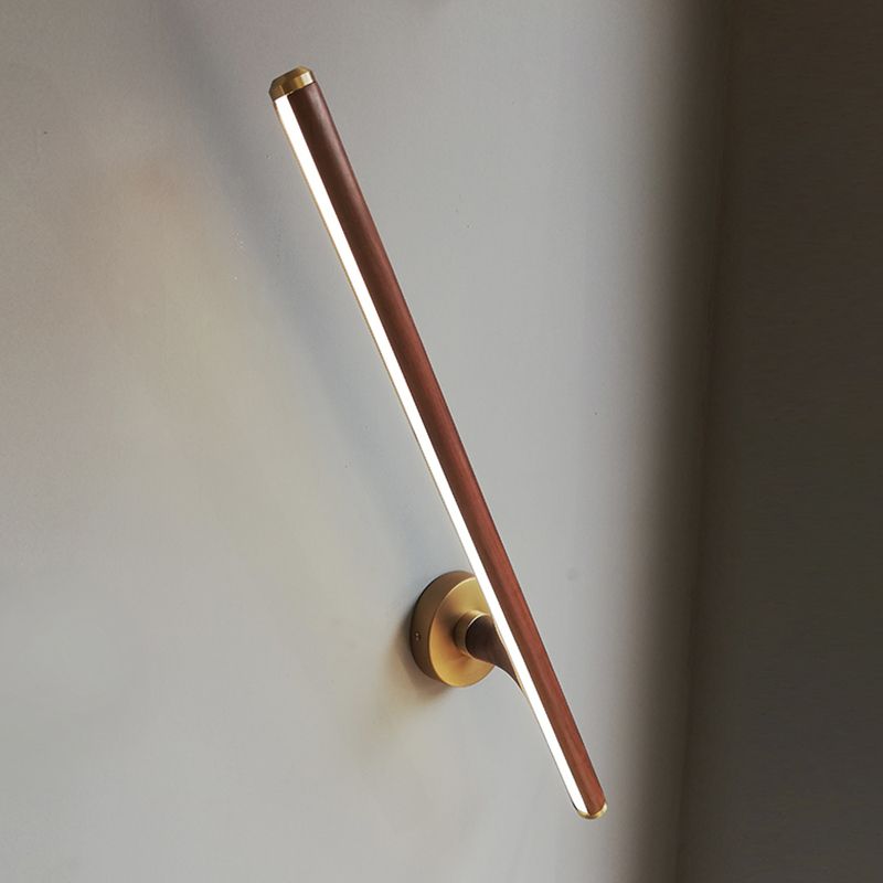 Lampada da parete a parete in legno contemporanea a 1 luci a parete a parete lineare per camera da letto