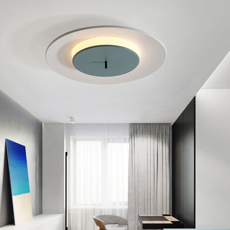 Macaroon UFO Flush Ceiling Light Fixture Creative LED Flush Ceiling Lights for Bedroom