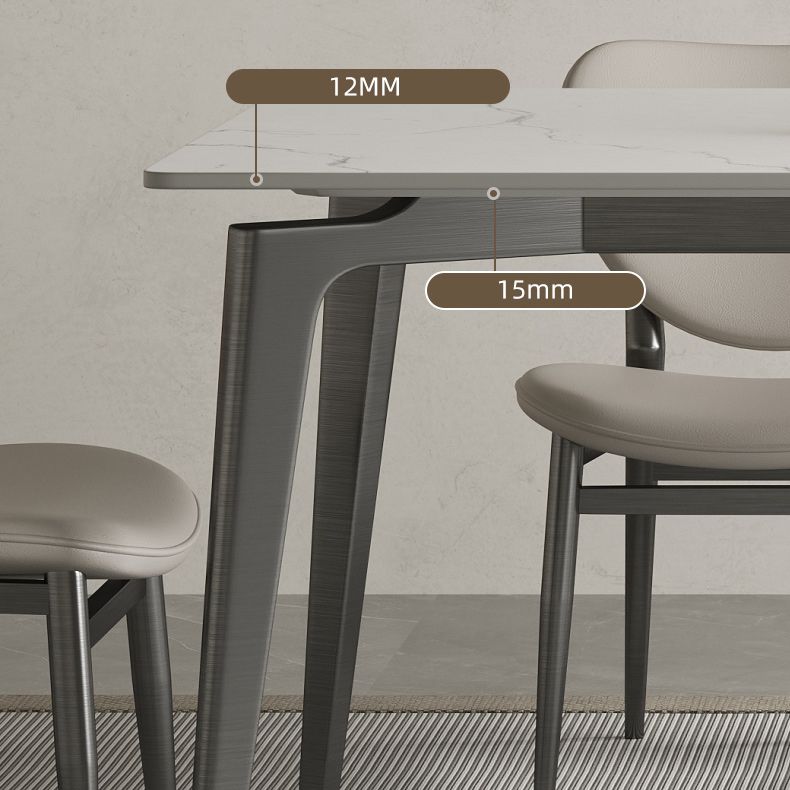 Stainless Steel Frame Dinette Table Stone Top Rectangle Dining Table