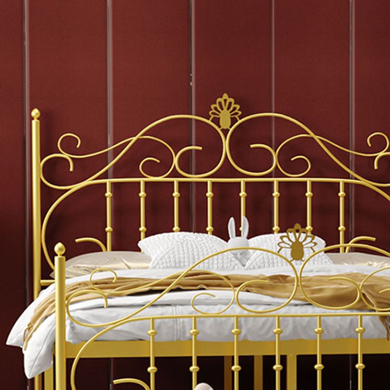 Contemporary Metallic Open-Frame Bed 48.4" Tall Bed with Arched Headboard