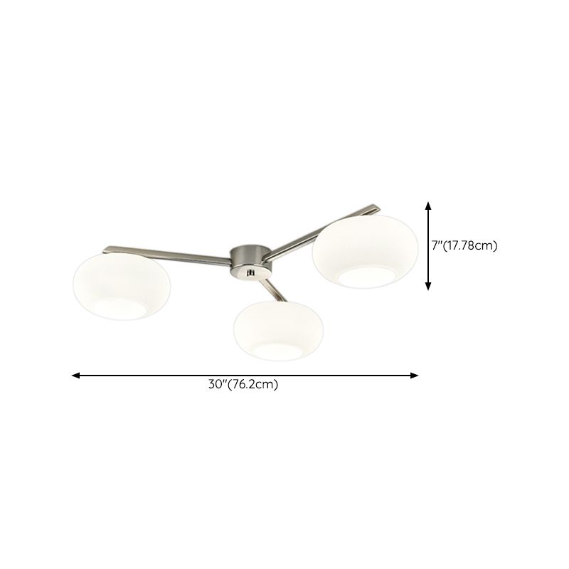 Multi Lights Ceiling Mount Light Modern Style with Glass Shade for Living Room