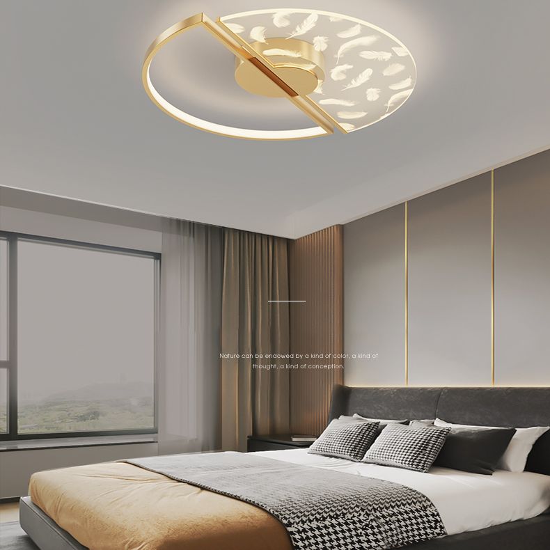 Aluminium Feather LED Flush Mount in Modern Creative Style Iron Ceiling Light with Acrylic Shade