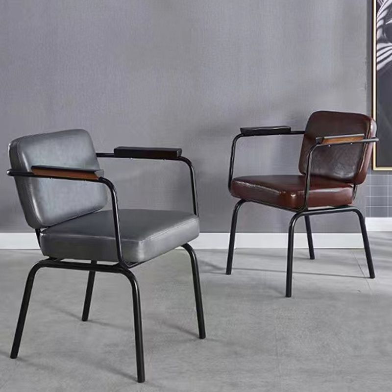 Contemporary Kitchen Dining Chair Upholstered Arm Chair in Black Legs