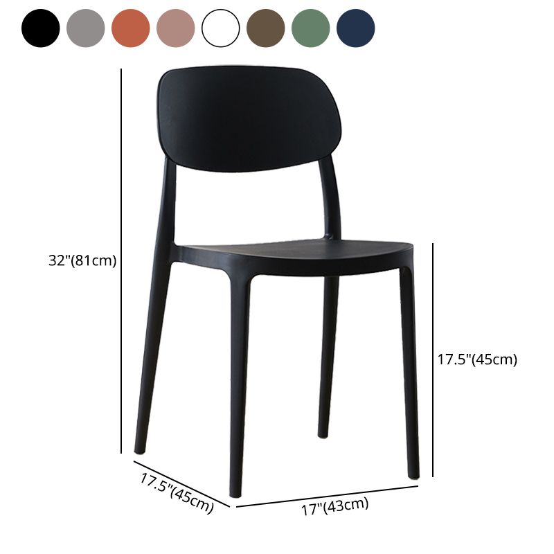 Silla lateral abierta apilable de cena sin brazos del plástico escandinavo de las sillas