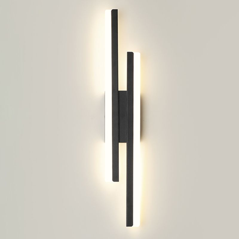 2 lichten Wandlicht Acryl Minimalistische LED -muur SCONCE in het zwart voor woonkamer