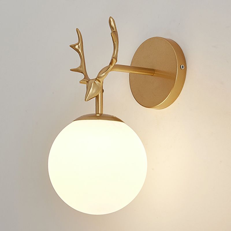 Modern Style Spherical Shape Wall Sconce Glass 1 Light Sconce Lighting for Bedroom