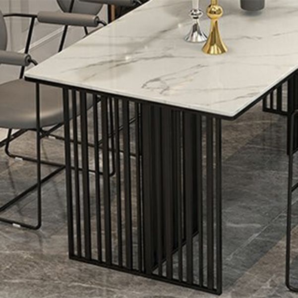 Luxury 1/5 Pieces Rectangle Dining Set Sintered Stone Dining Table with Leather Chairs