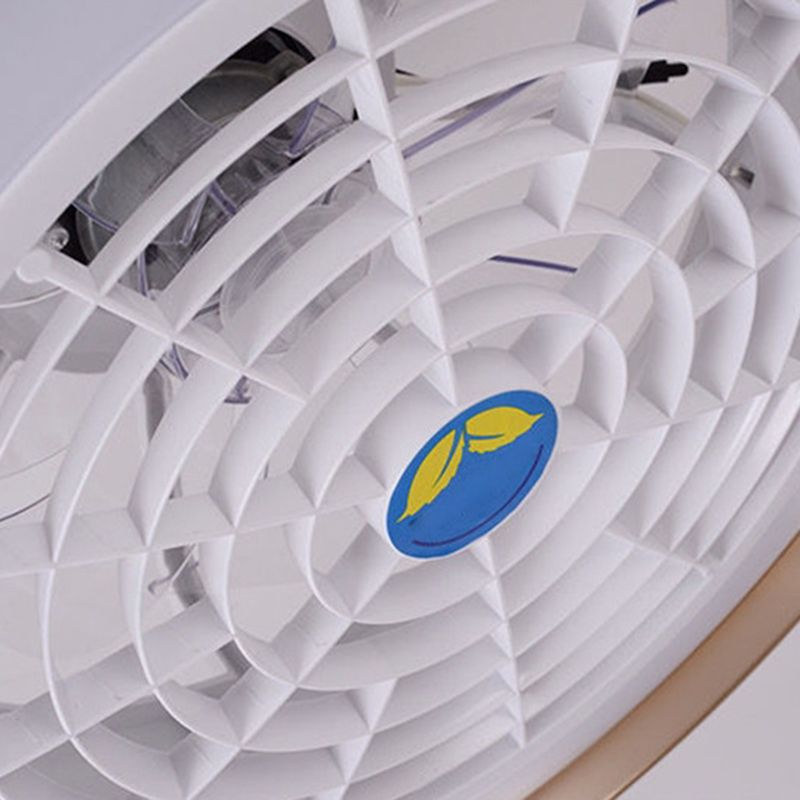 Round LED Flush Mount Fan Lamp Modern Metal Bedroom Semi Flush Light Fixture