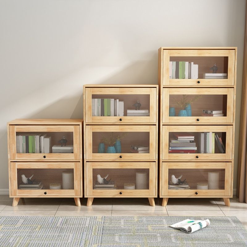 Natural Modern Style Geometric Bookshelf Solid Wooden Bookcase with Rectangular Shelves