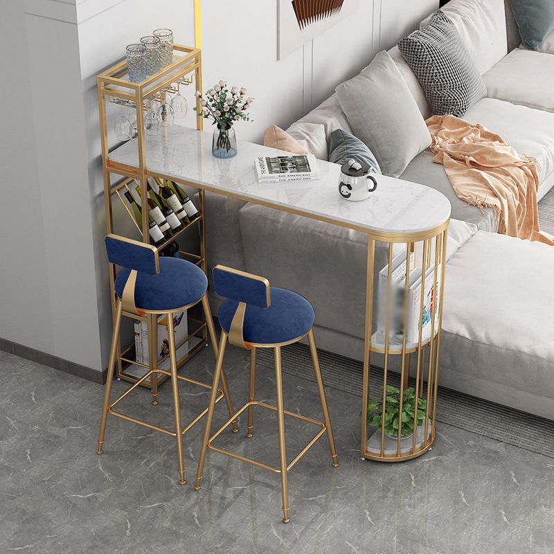 Scandinavian Bar and Counter Stool Low Back Stool with 4 Legs in Gold