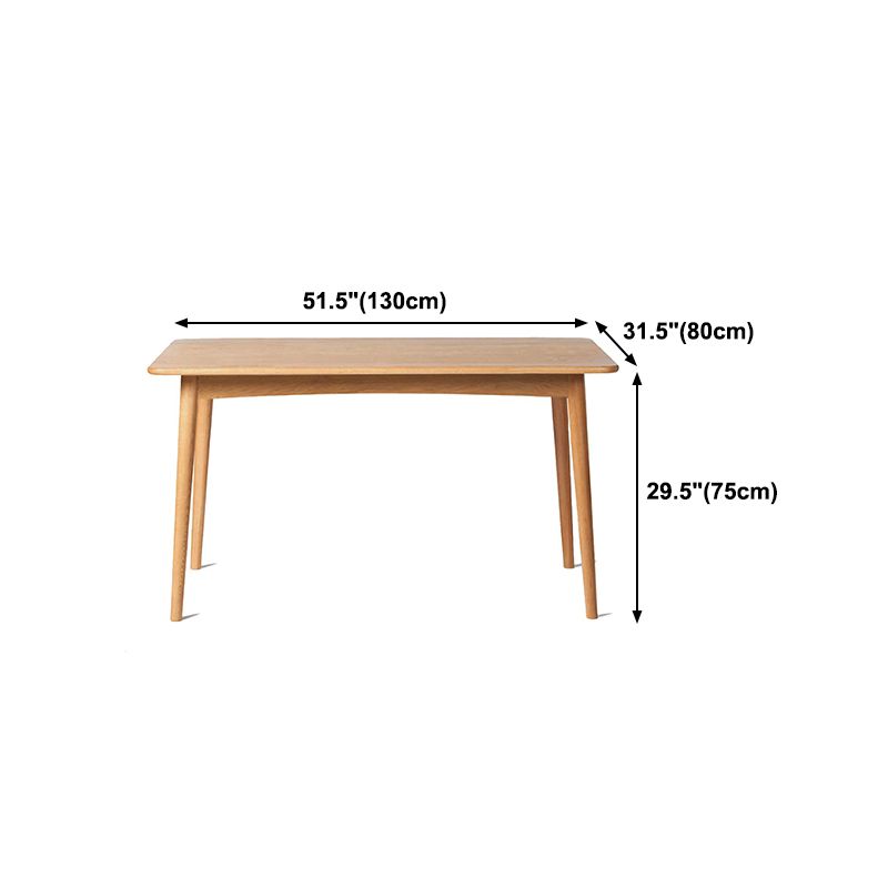 Contemporary Rectangle Dining Site Table Oak Solid Wood Furniture with 4 Legs