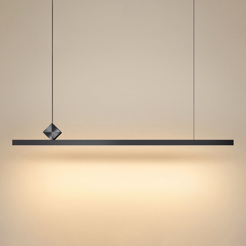 Modern Metal Pendant Lighting Linear Shape Hanging Light with Acrylic Shade in Black