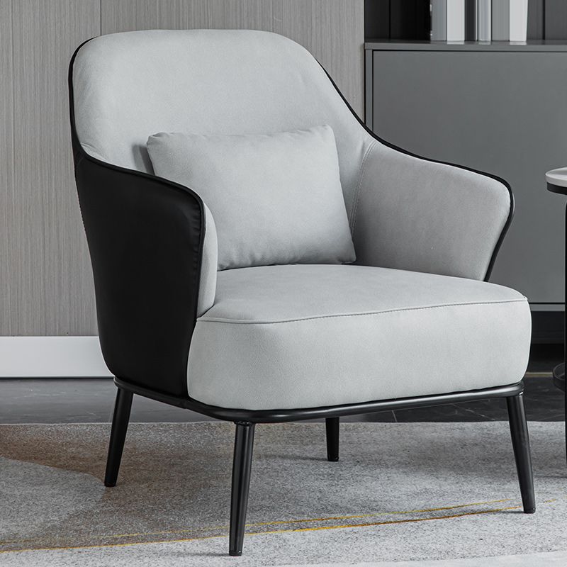 Modern Armchair Solid Color Pillow Back Basic Four Legs Chair
