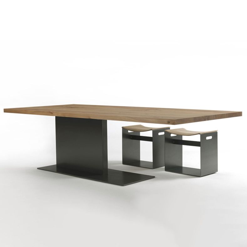 Contemporary Rectangl Dining Room Table Pine Wood Pedestal Table