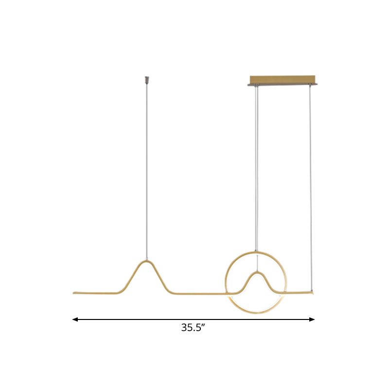 Isola LED lineare in alluminio illuminazione moderna kit di luce sospesa nera/oro con sole e design della montagna, luce calda/bianca