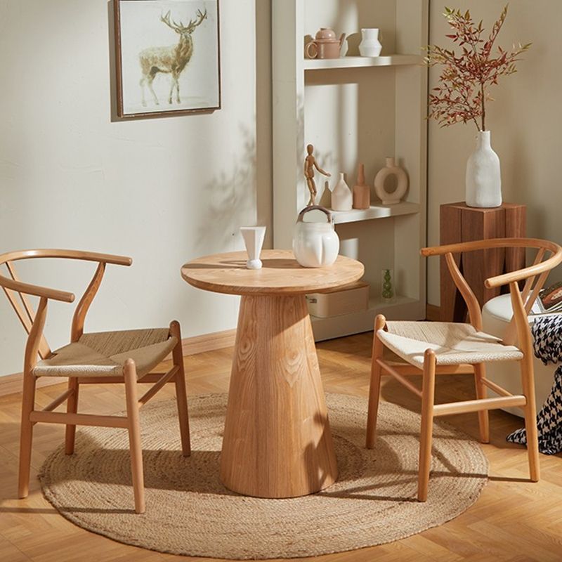 Modernistic Solid Wood Pedestal Round Living Room Side Table